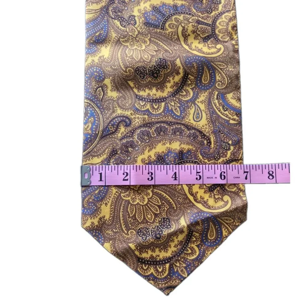 VTG Sole e Mare 100% Silk Ascot Tie Made In Italy Paisley Cravat Formal
